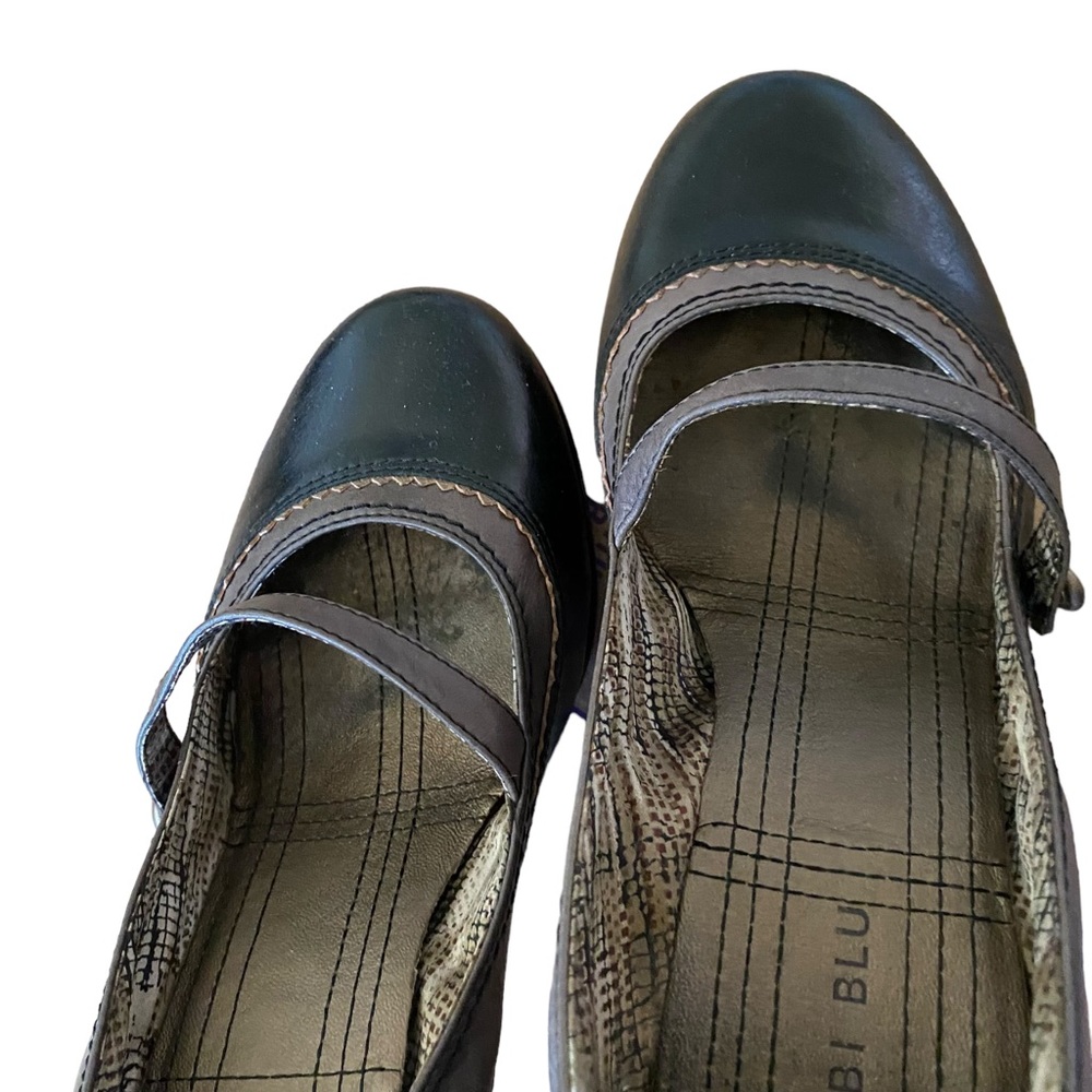 Bobbi Blu Donna Mary Jane Black & Pewter Leather Size 10 EUC - Picture 5 of 9